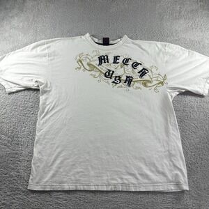 VINTAGE Mecca USA Shirt Mens 3x White Spell Out Y2K Hip Hop Streetwear